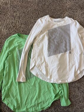 Under Armour Women's Long-Sleeve Graphic Tees - White & Light Green